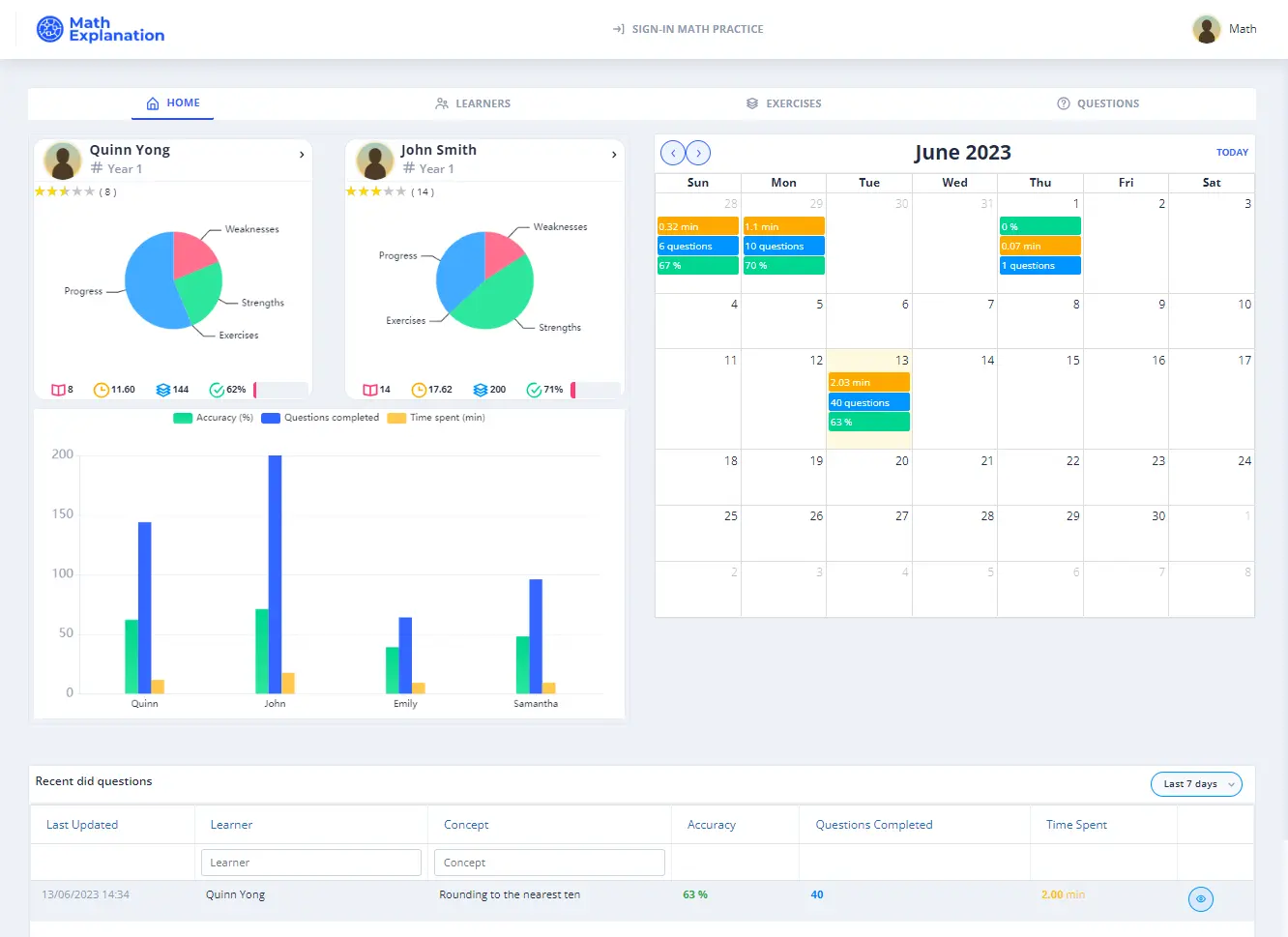 Math Explanation - dashboard full